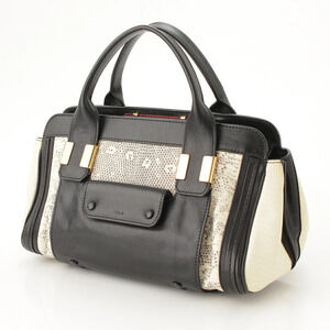 Chloe Shoulder Leather Black Bag Alice Ivory White